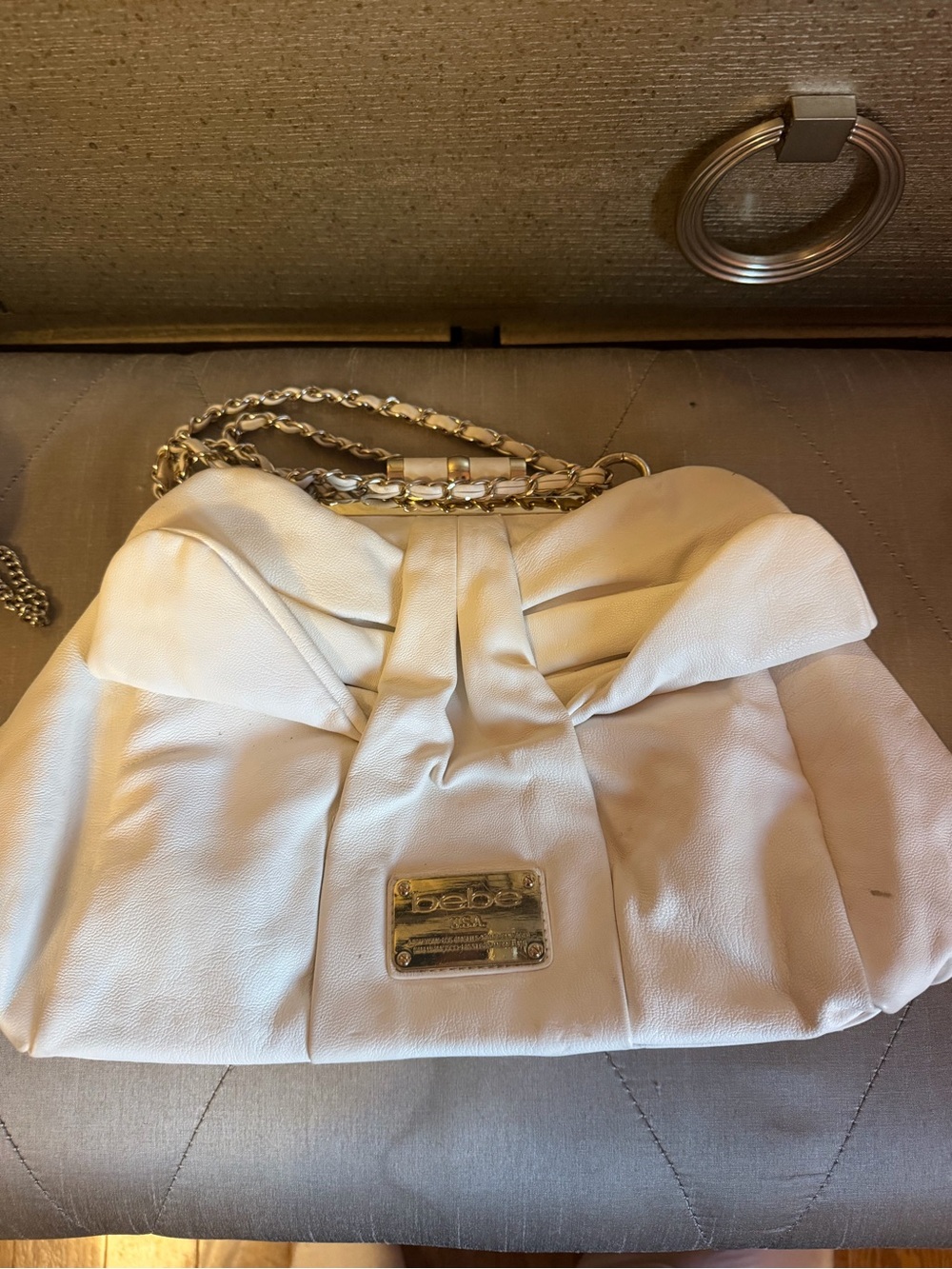 bebe Cream Chain-Handle Shoulder Bag